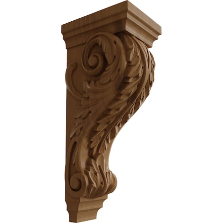 Ekena Millwork 6"W x 7 1/2"D x 18"H Extra Large Acanthus Wood Corbel, Cherry CORW06X08X18ACCH